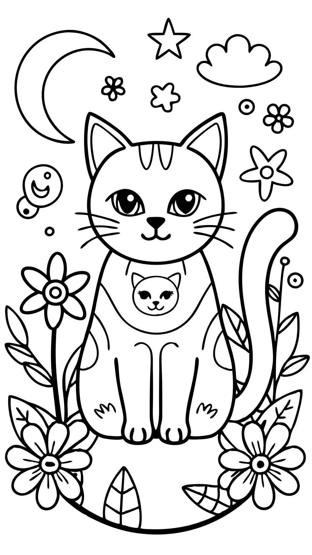 coloriage de chat à chat